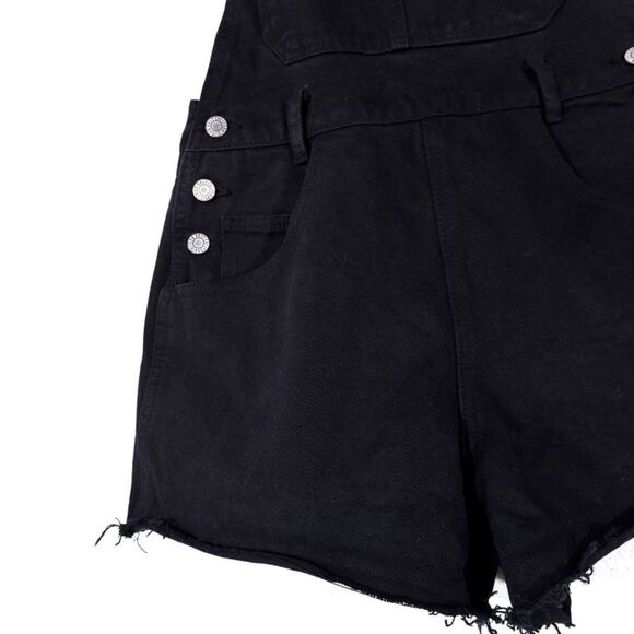 BRANDY MELVILLE Hayley Overall Shorts Workwear Jumpsuit 90s Black Denim Small - Picture 4 of 9